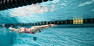 Paralympic swimmer Elizabeth Marks underwater as she prepares for the Rio 2016 Paralympics