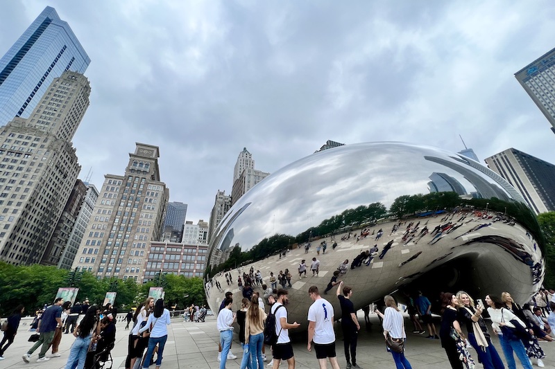 The Bean in Chicago, accessible via nonstop flight from Colorado Springs Airport
