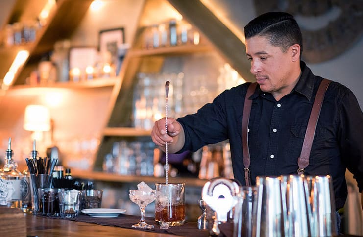 mixing at distillery ax and the oak