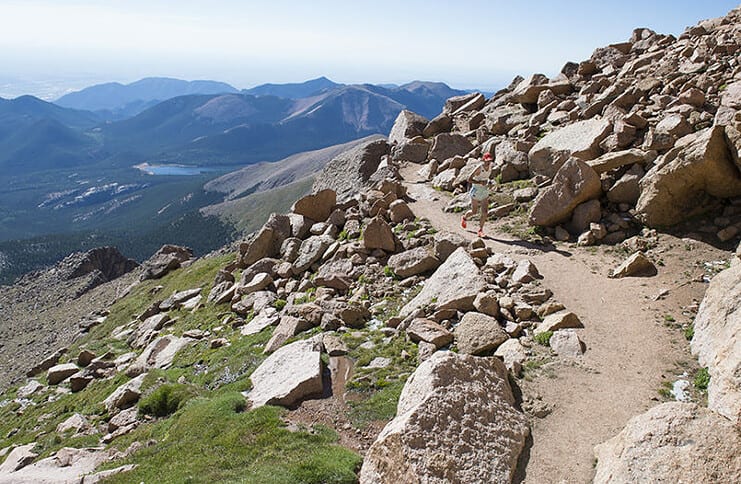 runner on pikes peak, the closest of Colorado 14ers to Colorado Springs