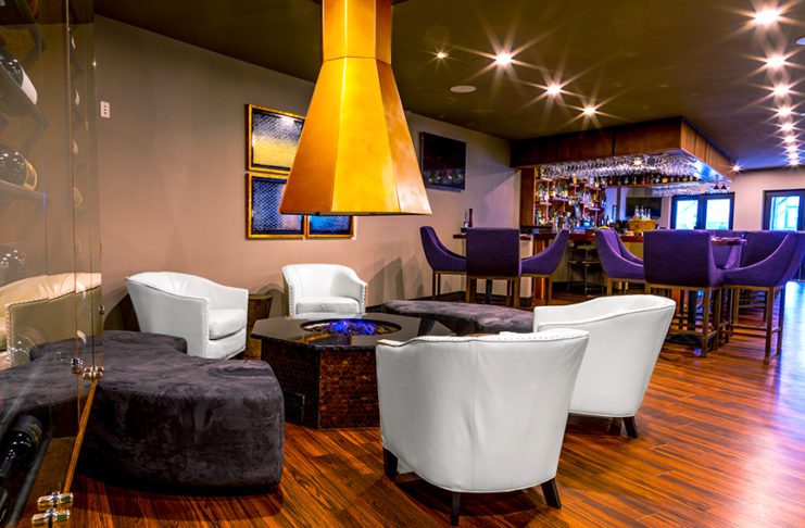 Indoor fire pit at Prime 25, one of the best restaurants in Colorado Springs.