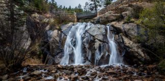 Helen Hunt Falls in N Cheyenne Canon Park, home to many of Colorado Springs best trails and waterfalls in Colorado Springs.
