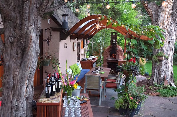 outdoor living backyard entertaining setup