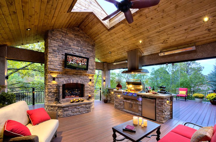 outdoor living space kitchen and deck