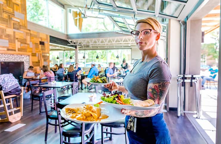 waitress in coquette's bistro