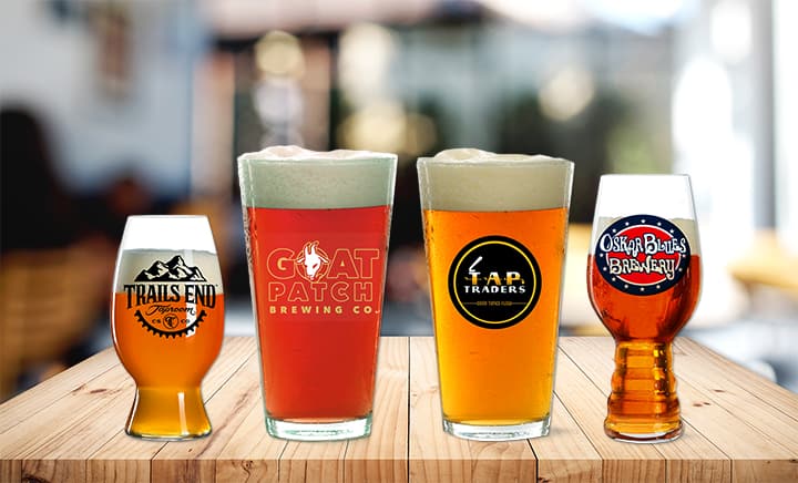 beer glasses from local breweries