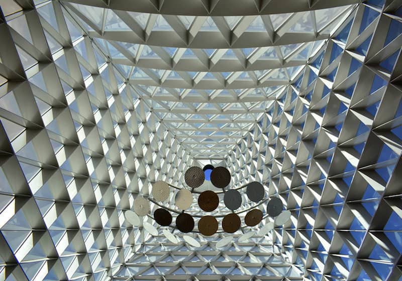 looking up inside of tower in usafa polaris hall