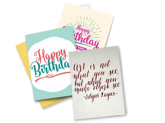 creativity option hand-lettered greeting cards