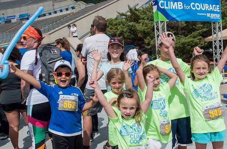 kids celebrate at Climb for Courage