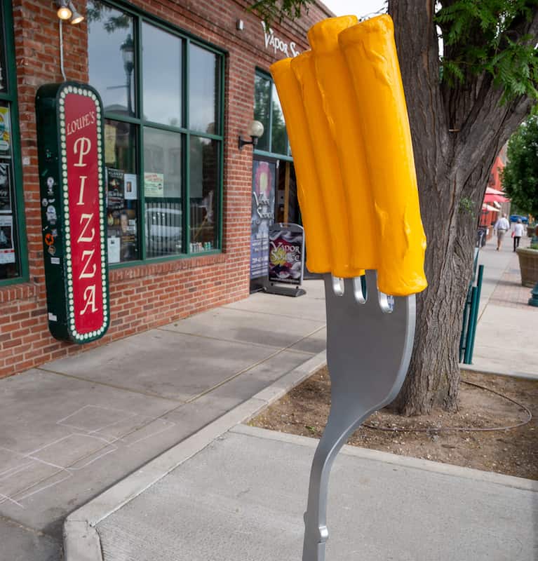 art on the streets fork with macaroni noodles sculpture