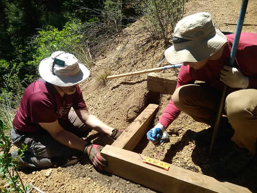 Friends of the Peak trailwork fixing up some steps to create new trial like the dixon trial nad lake moraine trail.