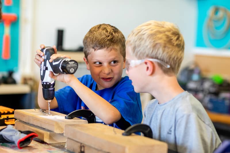 kids drill at the twine lab