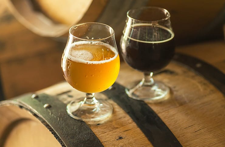 barrel aged beers, dark and light.