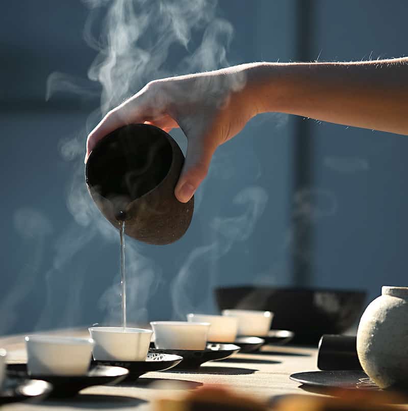 during Asian tea ceremony