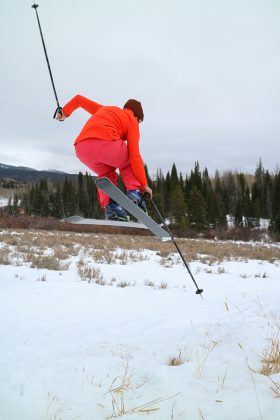 Snapshots of the yurt lifestyle: urged us to play, so we made a (an ill-advised) ski jump