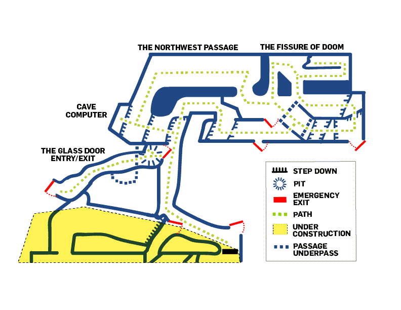 A map of CityRock and underground cave passages.