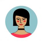 Graphic of a woman wearing makeup.