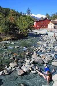 soakers in the creek at mount princeton hot springs