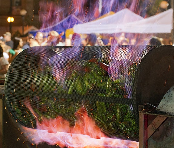 Roasting chiles at pueblo chile festival