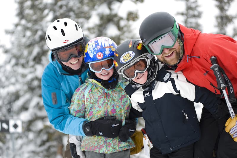 Family on ski pass at Monarch Mountain