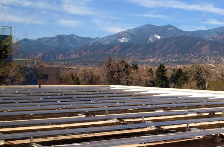 Worner solar panels at Colorado College that helps reduce the institution's carbon footprint