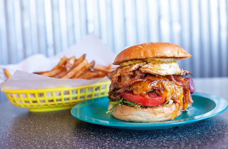 Green Line Grill's Deluxe Burger and fries