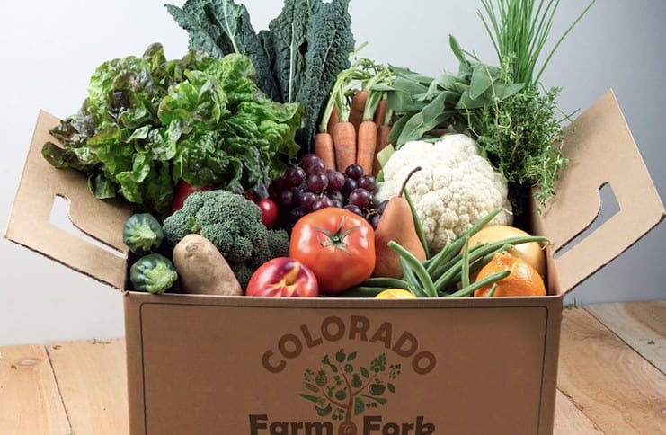 Grocery delivery box from Farm to Fork Colorado