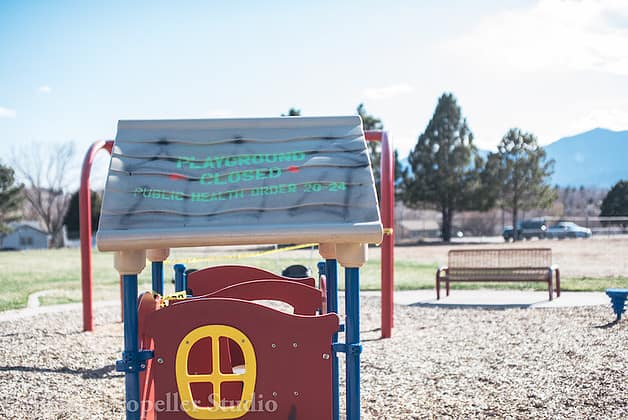 Colorado Springs pandemic photos, park playground closed