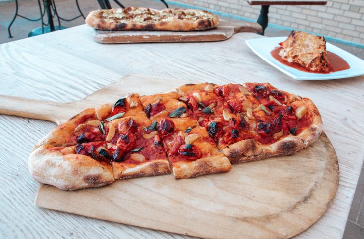 Roman style pizza at Stellina Pizza Cafe, one of the best pizzas in Colorado Springs.