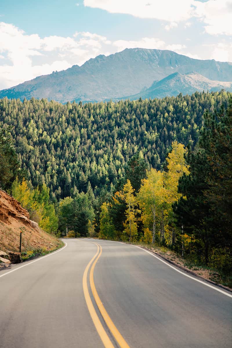 Driving up Pikes Peak.