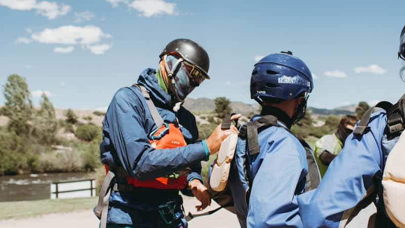 Safety prep for whitewater rafting at Noah's Ark
