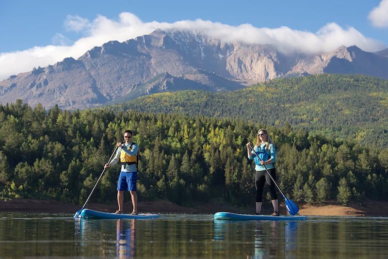 Paddling beneath Pikes Peak.