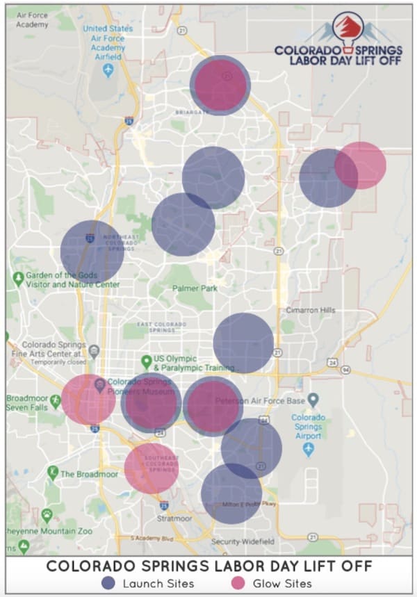 Colorado Springs Labor Day Lift Off 2020 map