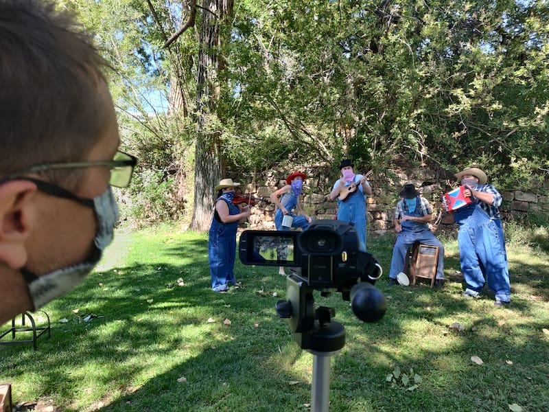 Filming companion video for the FAC audio play series Of Spacious Skies