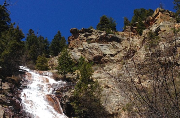 St. Mary's Falls flowing in May, one of the best seven waterfalls in colorado springs