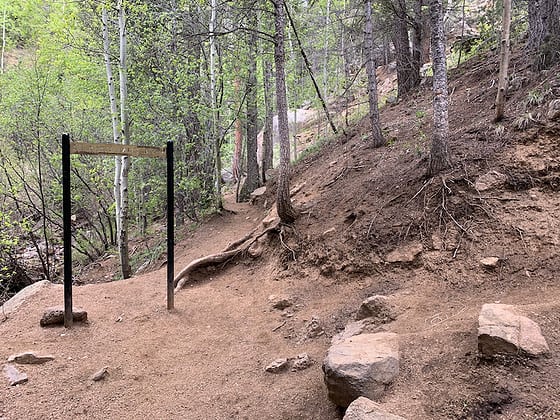 Trail sign pointing to St. Mary's Falls