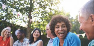 People laughing at The Retreat, an OakwoodLife community at Banning Lewis Ranch