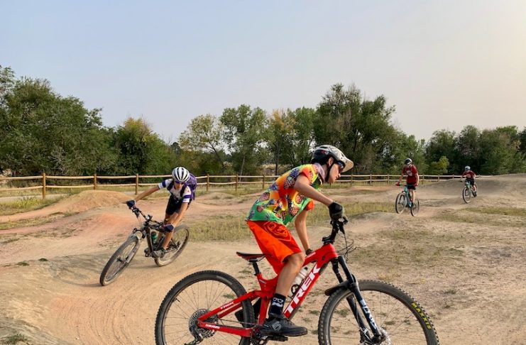 Cheyenne Mountain Cycling Club riders at the Goose Gossage pump track.