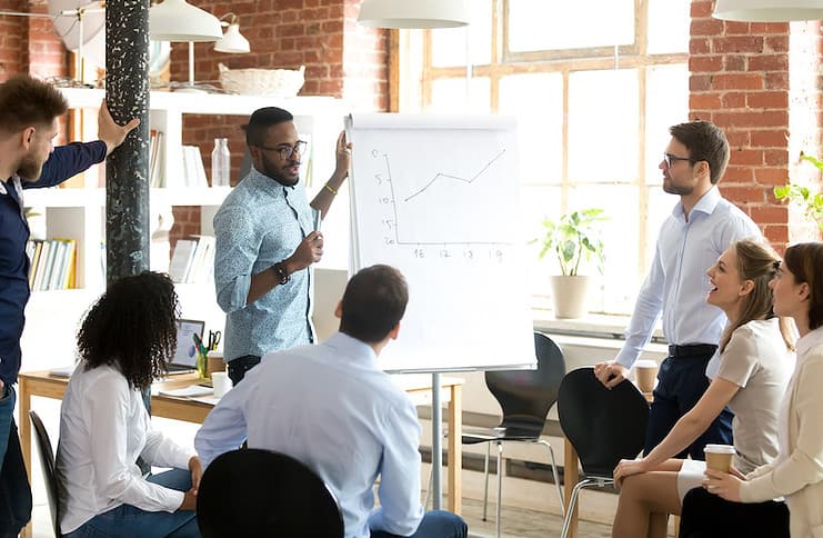 Office workers during presentation