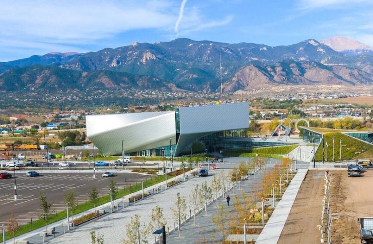 Downtown Colorado Springs Vermijo Avenue site of the 150th anniversary