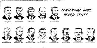 Vintage illustrations of Colorado Springs Centennial Dukes beard styles