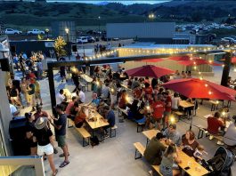 15 Favorite Patios and Outdoor Dining Restaurants in Colorado Springs Red Leg Brewing patio under the string lights