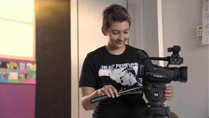 Student filming for the youth academy film festival
