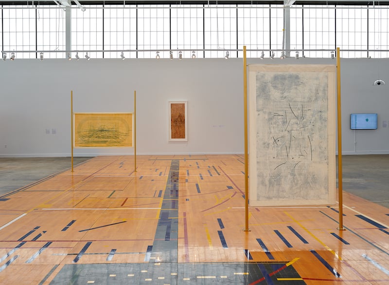 Arts Month artist Ronny Quevedo in Comunidades Visibles: The Materiality of Migration at Albright-Knox Northland. 