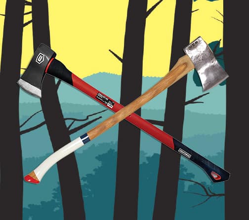 Crossed axes, key supplies for how to chop wood