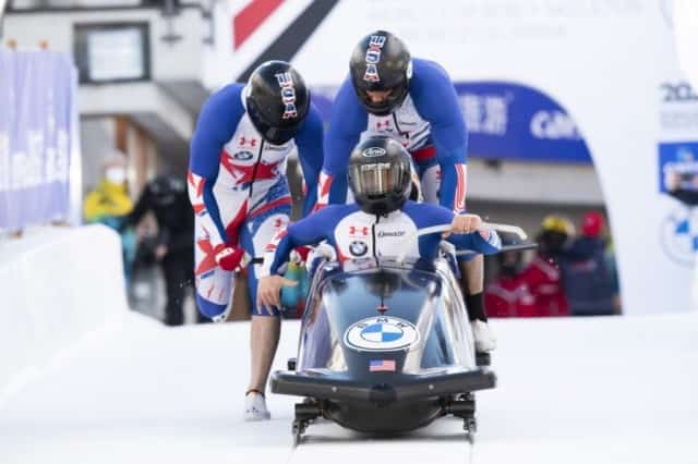 Frank Del Duca and USA Bobsled team in action at World Cup