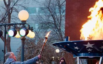 Winter Fest torch relay to celebrate the Winter Olympics in Colorado Springs. Photo courtesy of Sports Corp.