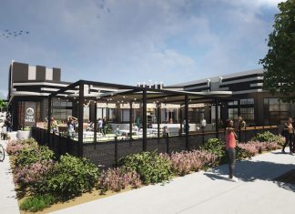 The Well Welcomes New Food Stalls Rendering of The Well in downtown Colorado Springs.