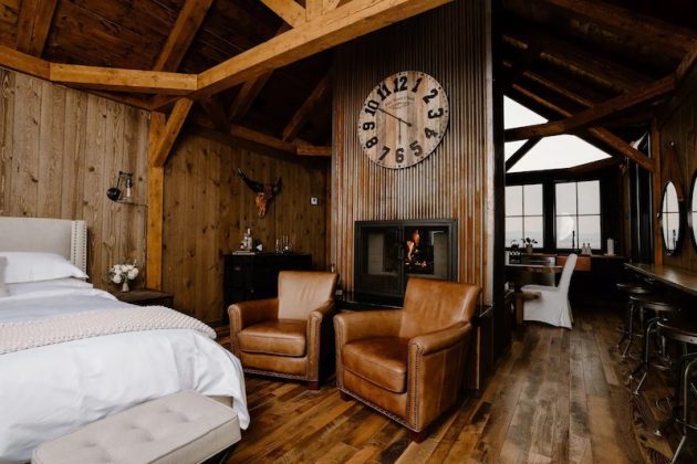 The see-thru fireplace is super romantic.