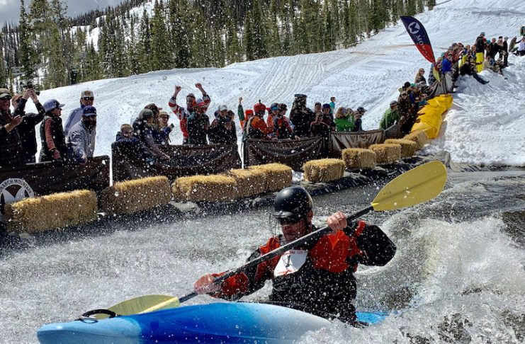 Kayaks on Snow at Monarch Mountain, Colorado